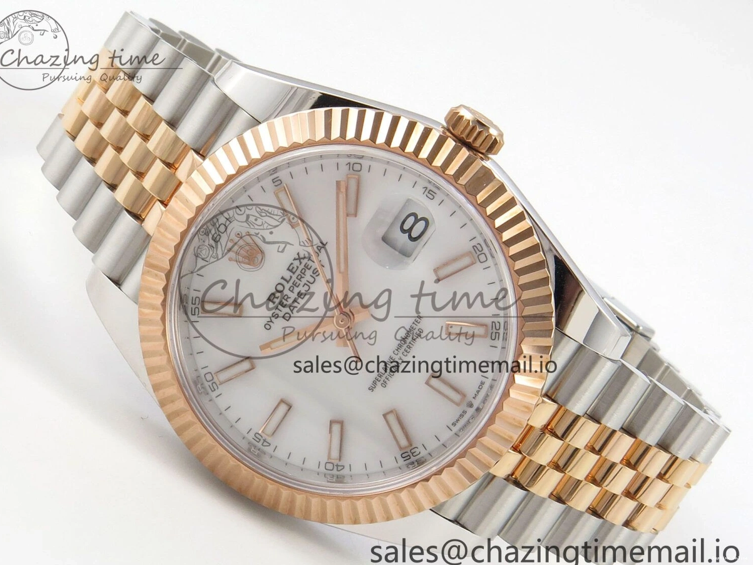 0520 DateJust 41 126331 SS RG ARF 1:1 Best Edition White Stick Dial on Jubilee Bracelet SH3235 (Weighted) StreetReady 199